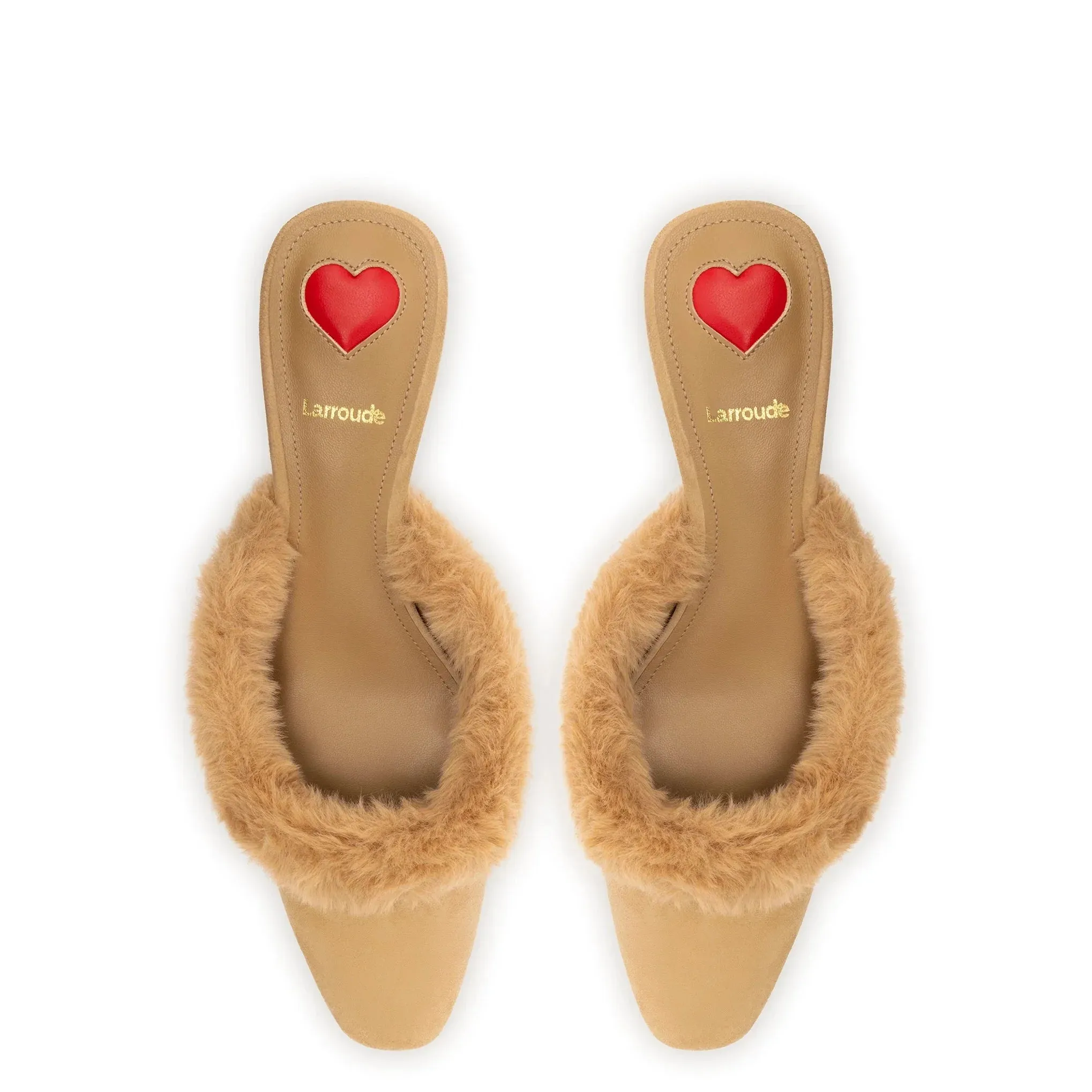 Amal Faux Fur Mule In Peanut Suede