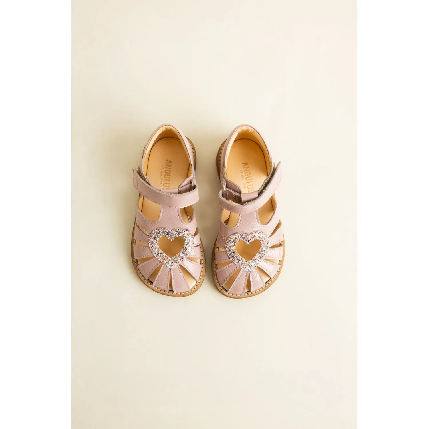 Angulus Rosebud/Rosebud Glitter Hjertesandal Med Glitter Hjerte