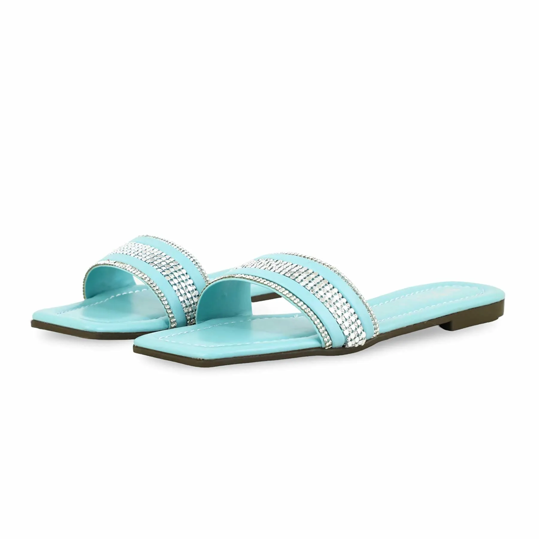 Aqua Green Casual Slipper For Women CL1905