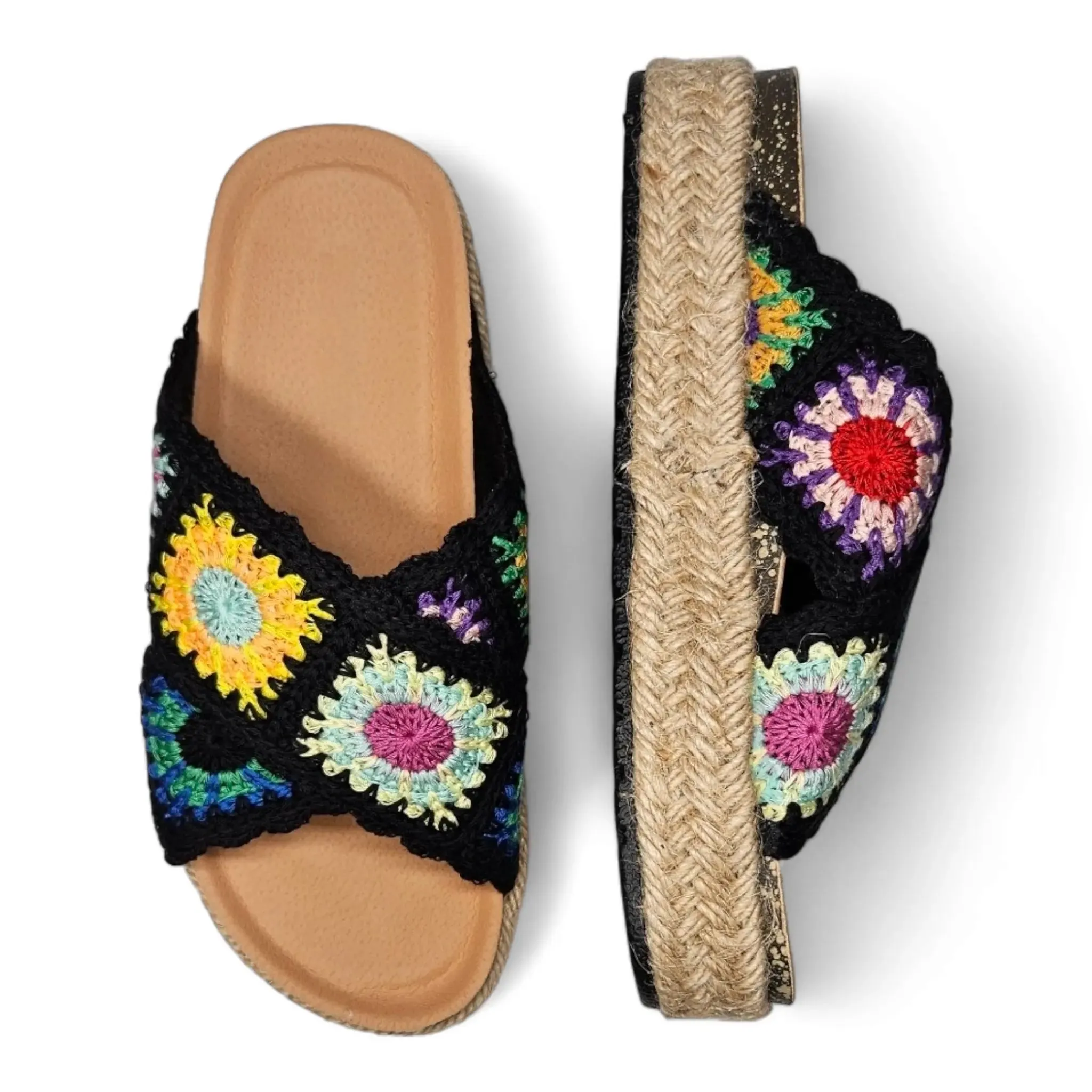 Athens Criss Cross Crochet Platform Sandals