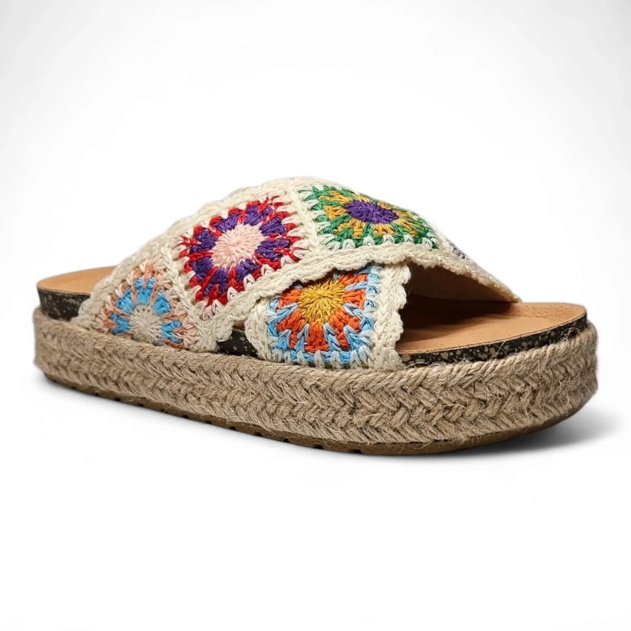 Athens Criss Cross Crochet Platform Sandals