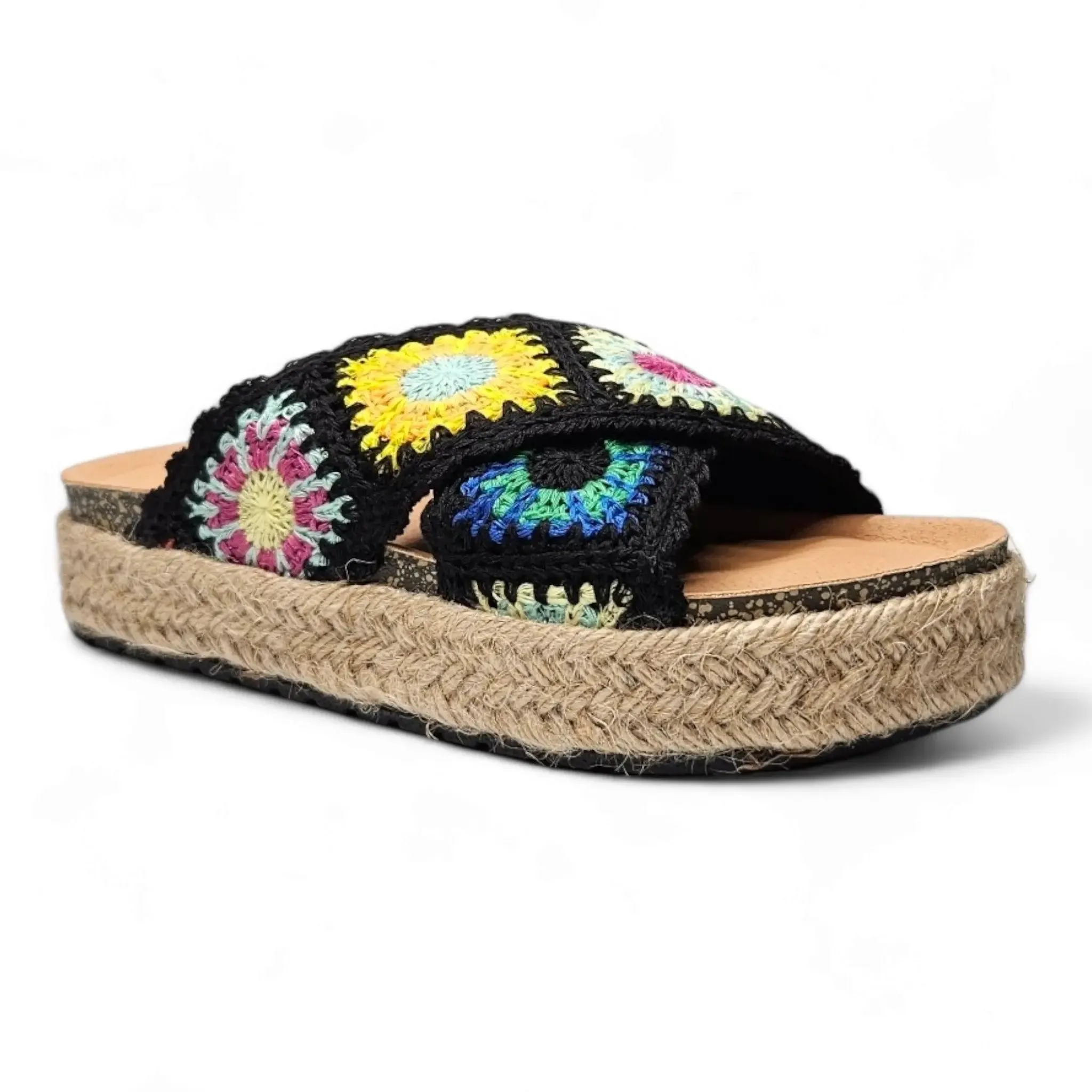 Athens Criss Cross Crochet Platform Sandals