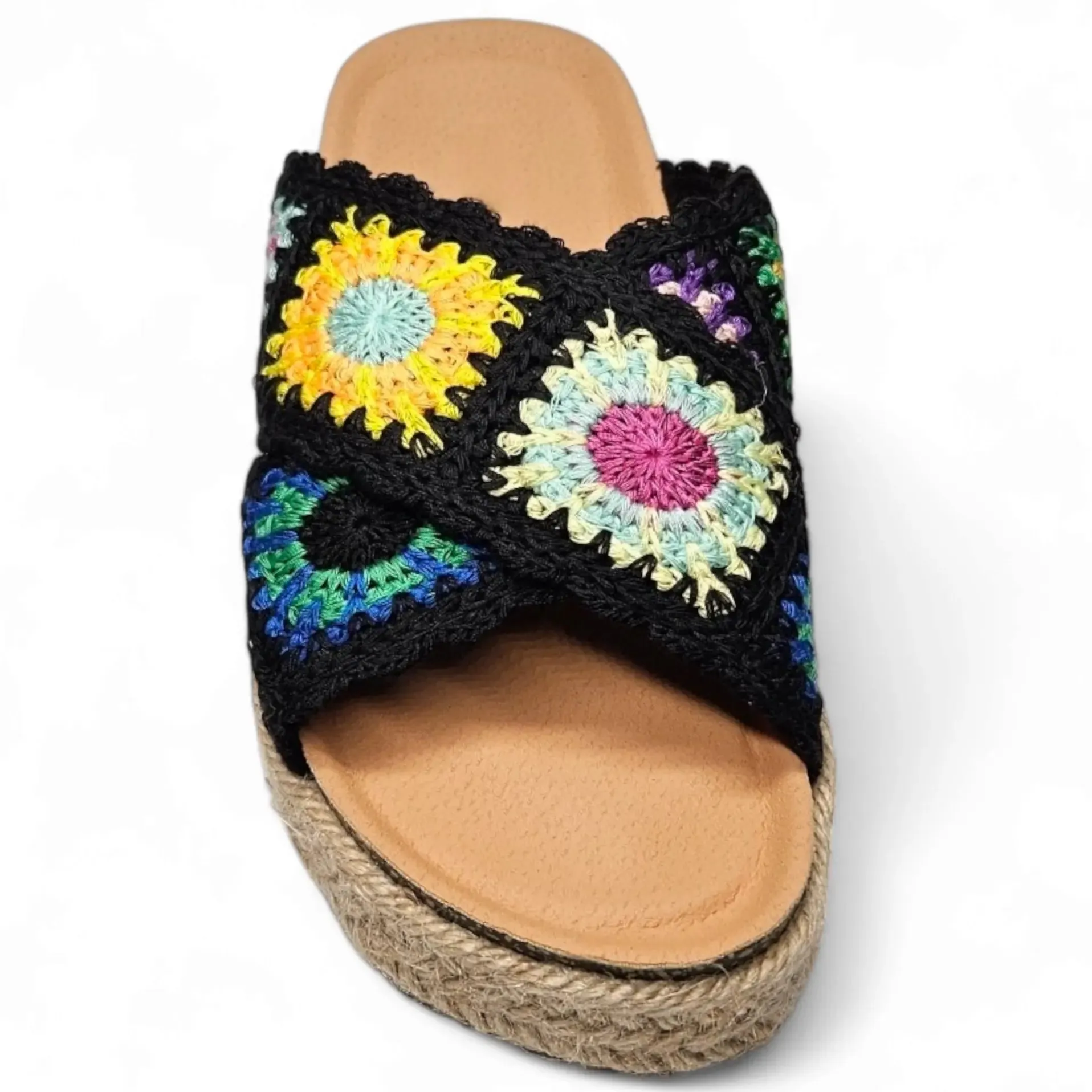 Athens Criss Cross Crochet Platform Sandals