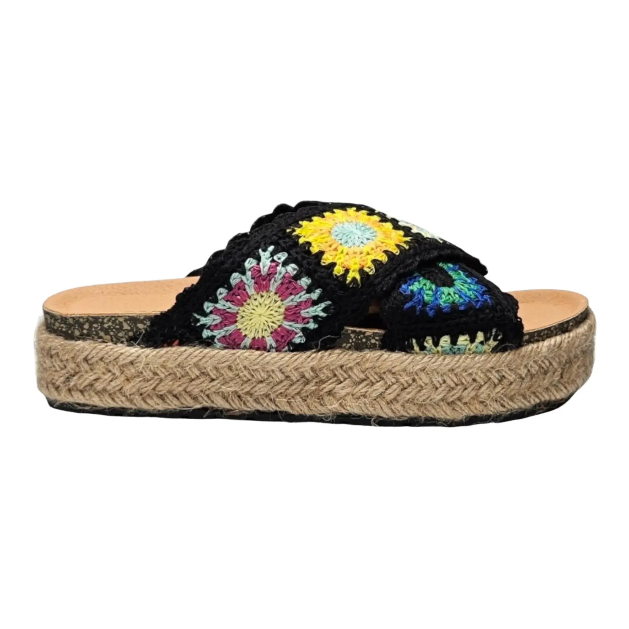 Athens Criss Cross Crochet Platform Sandals