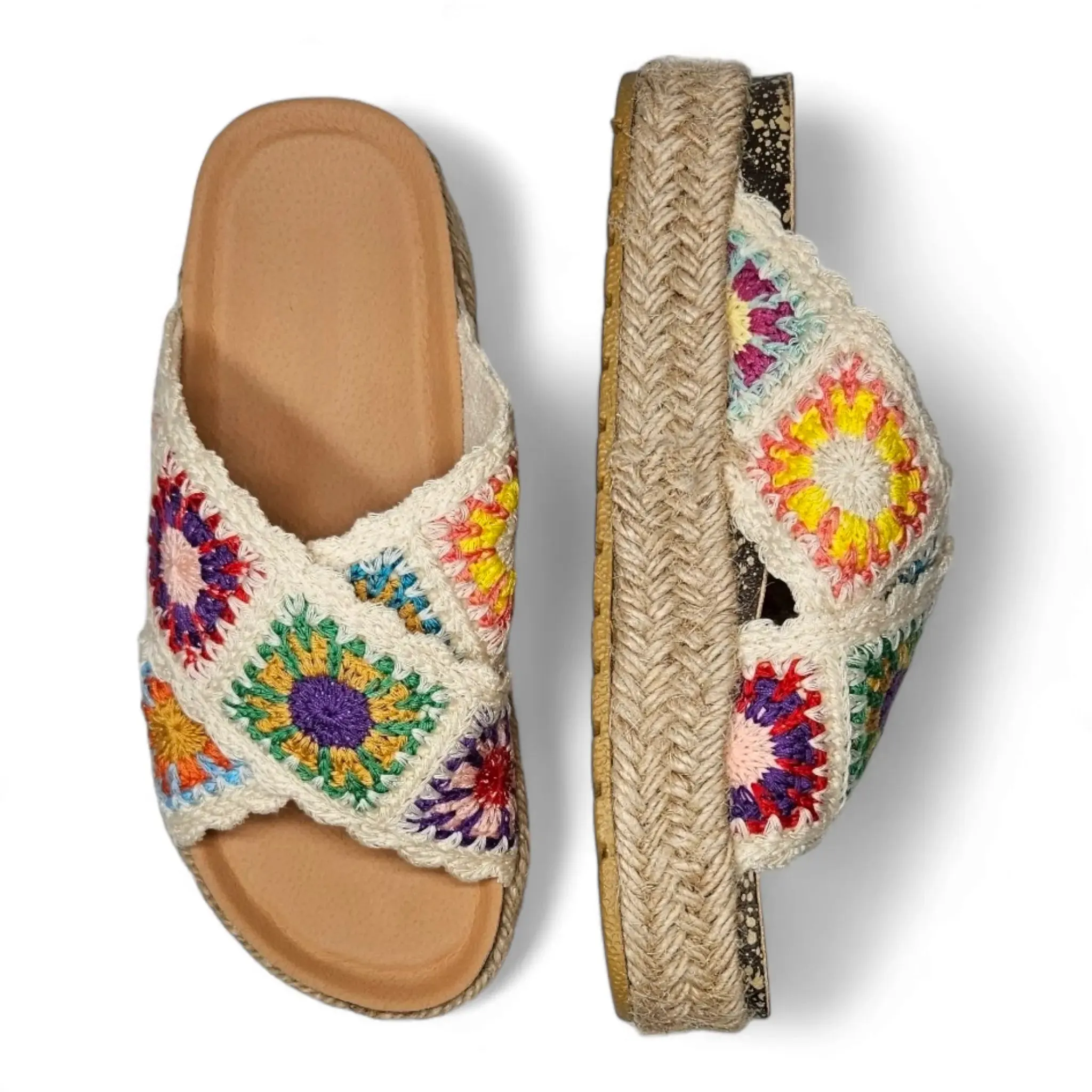 Athens Criss Cross Crochet Platform Sandals