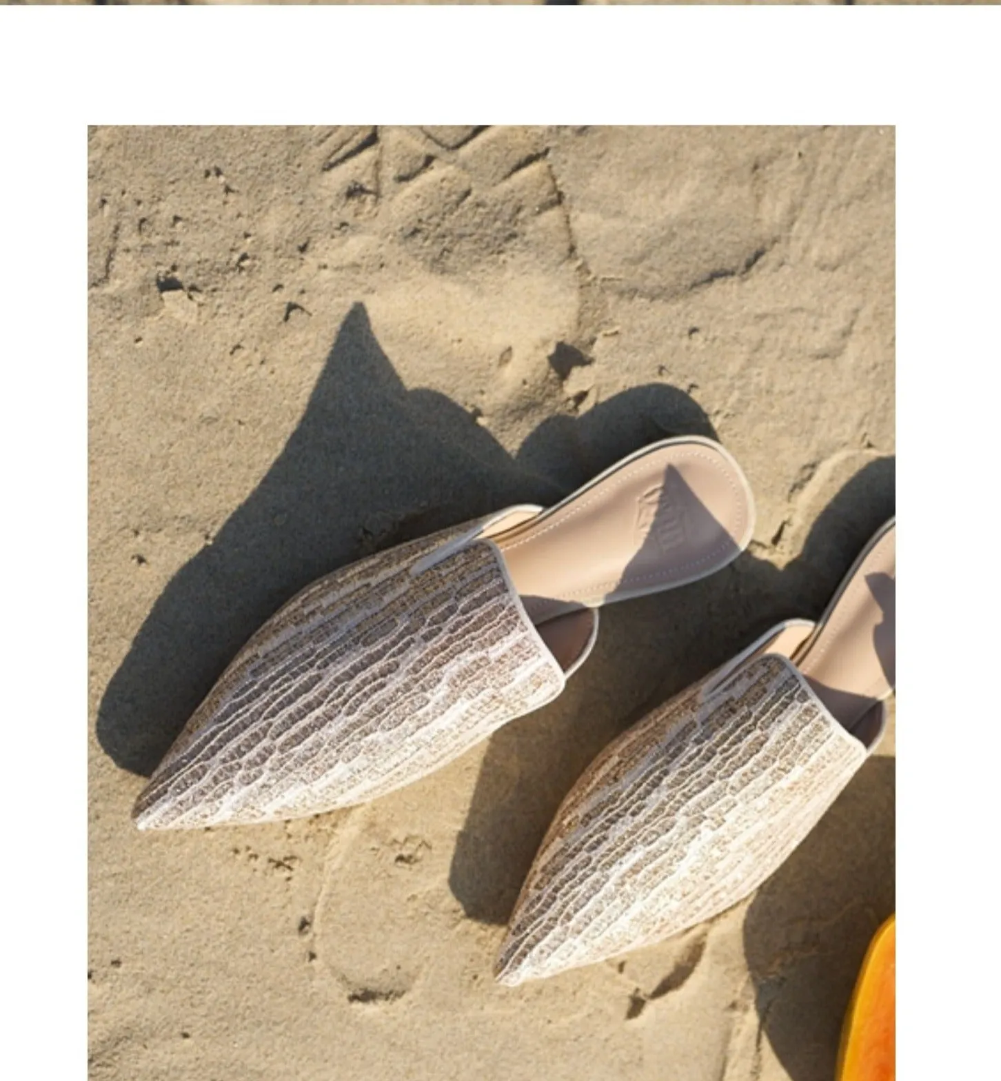 B-FEI original design texture embroidered sequins shiny mules French semi-drag - Island