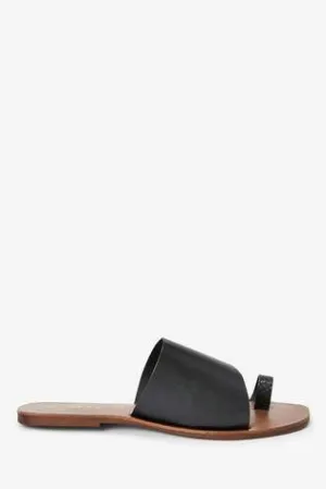 Black Toe Loop Mules