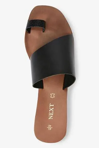 Black Toe Loop Mules