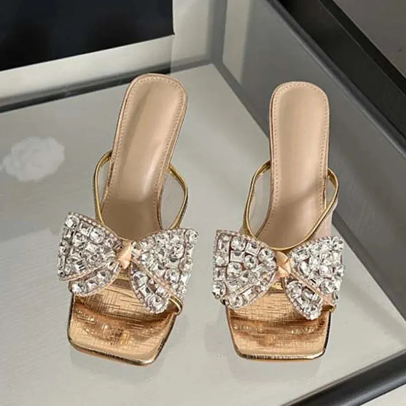 Bow mesh Thin High Heel Mules