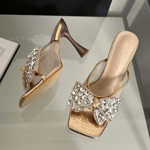 Bow mesh Thin High Heel Mules