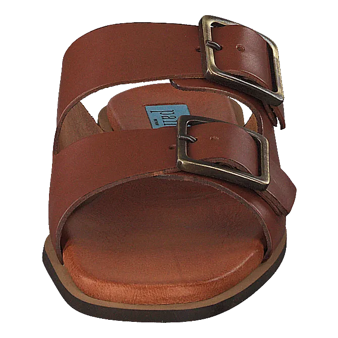 Buckles Square Flat Cognac