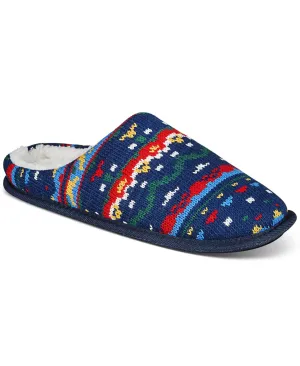 Club Room Mens Holiday Slip On Slippers Navy Blue Red Size Small 6 to 7