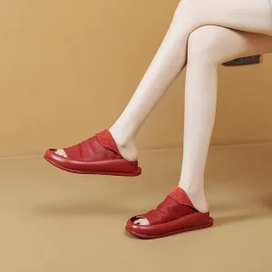 Comfortable Leather Platform Slippers