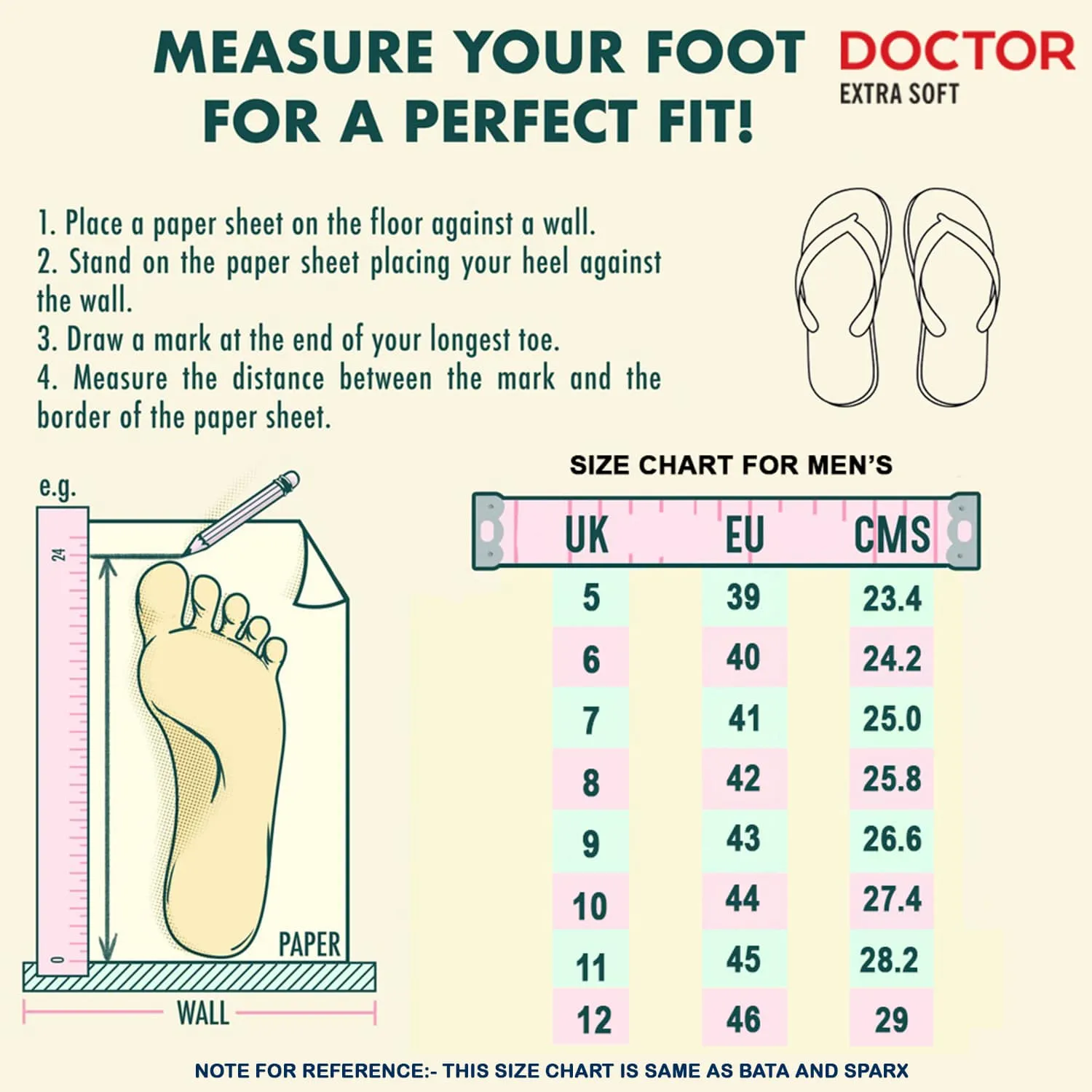 DOCTOR EXTRA SOFT D-01 Men's Hawaii Slipper Orthopaedic and Diabetic Comfort Ortho Care, Bathroom Rubber Flip-Flops & House Slipper for Gent’s & Boy’s
