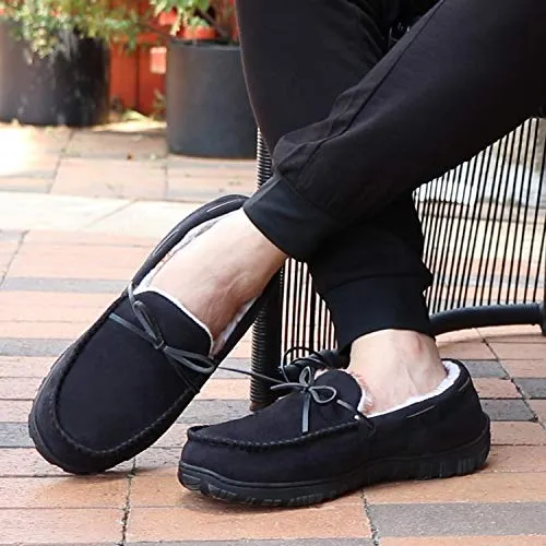 Essentials Men's Warm Comfortable Slippers Size 8 Black