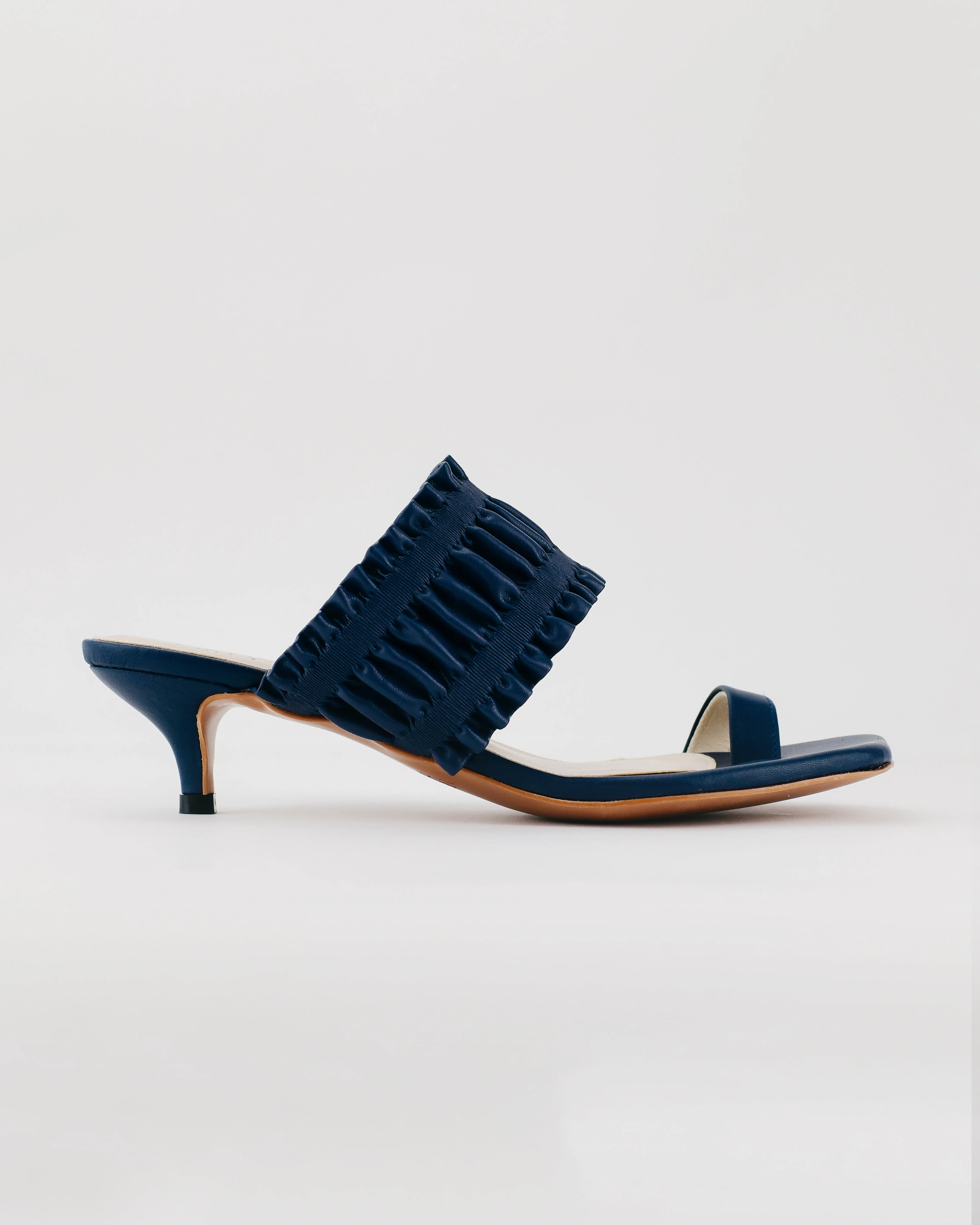 Eva Toe Loop Heel Mules (Navy Blue)