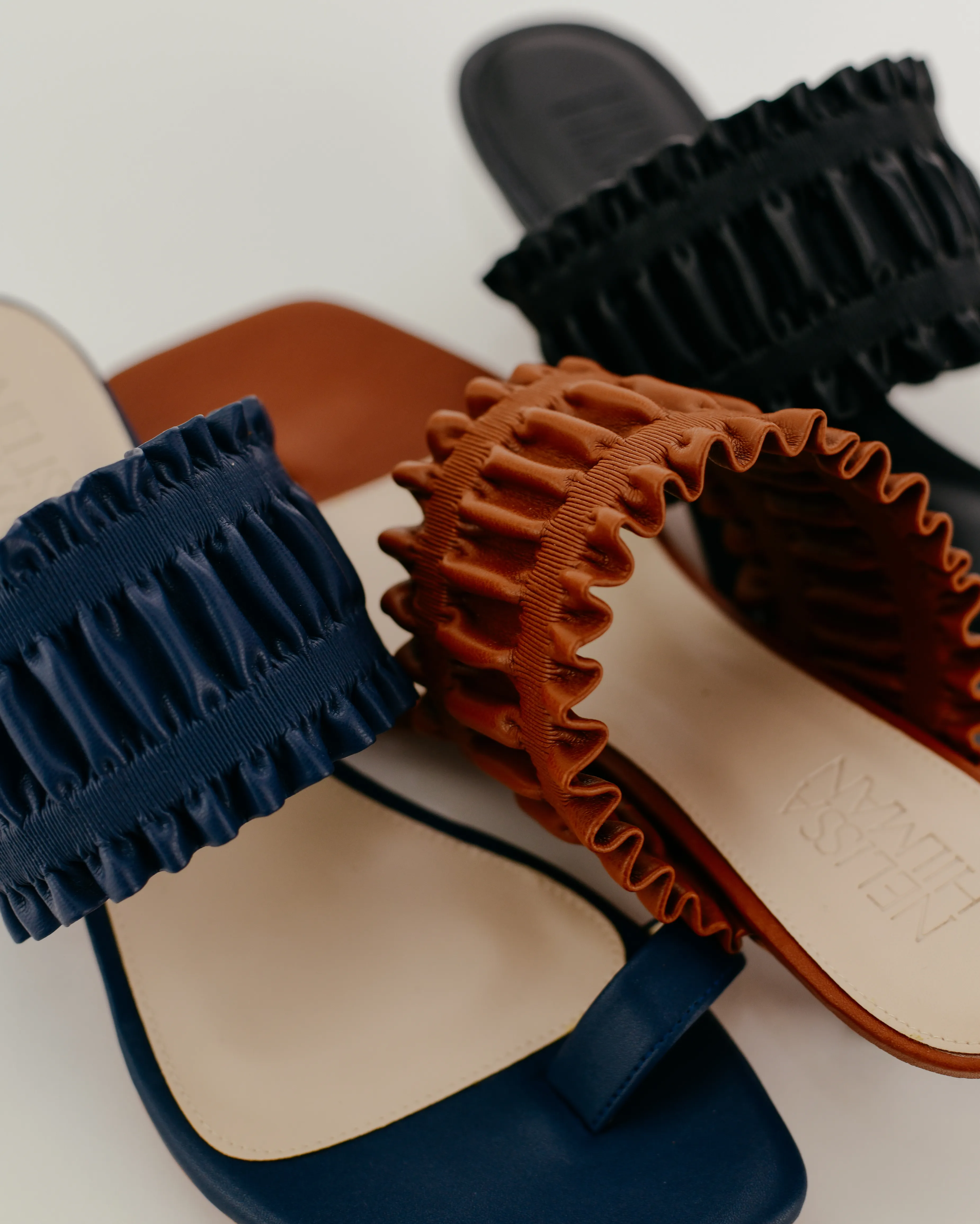 Eva Toe Loop Heel Mules (Navy Blue)
