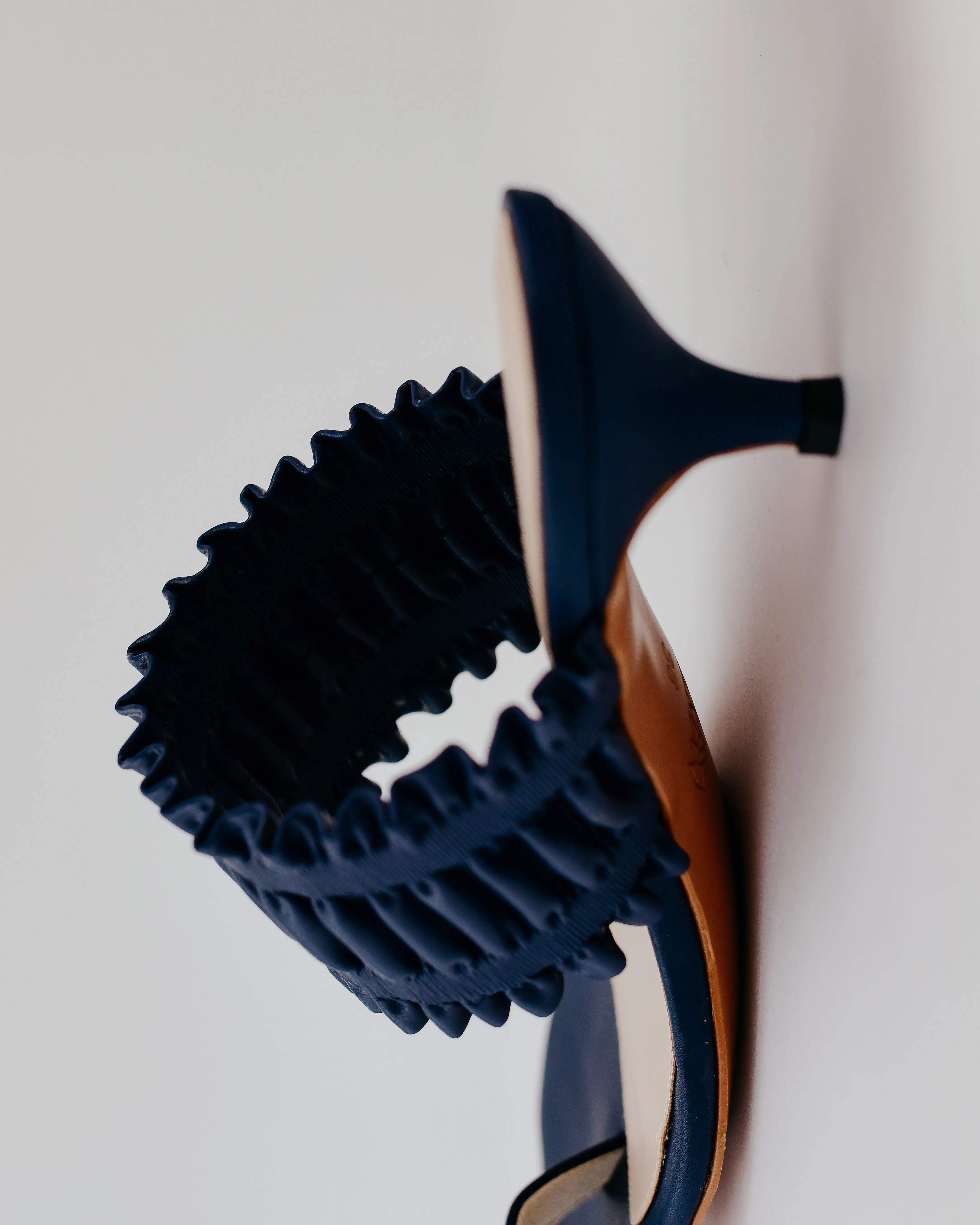 Eva Toe Loop Heel Mules (Navy Blue)