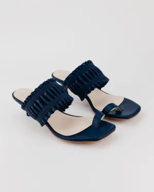 Eva Toe Loop Heel Mules (Navy Blue)
