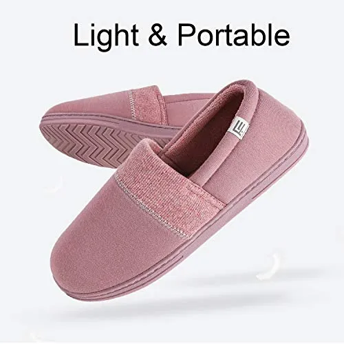 FamilyFairy Women’s Comfy Lightweight Slippers Memory Foam Non-Slip House Shoes for Indoor Outdoor(Small / 5-6, Dust Rose)