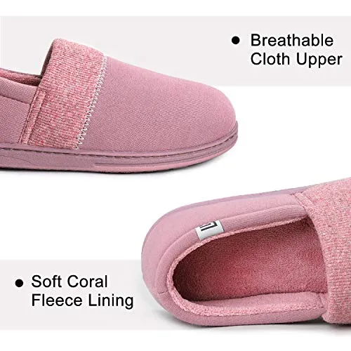 FamilyFairy Women’s Comfy Lightweight Slippers Memory Foam Non-Slip House Shoes for Indoor Outdoor(Small / 5-6, Dust Rose)