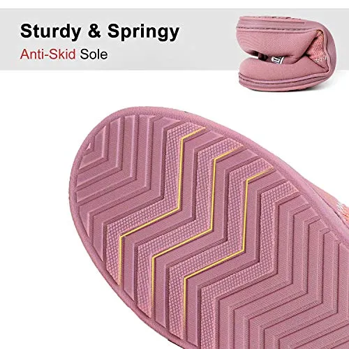 FamilyFairy Women’s Comfy Lightweight Slippers Memory Foam Non-Slip House Shoes for Indoor Outdoor(Small / 5-6, Dust Rose)
