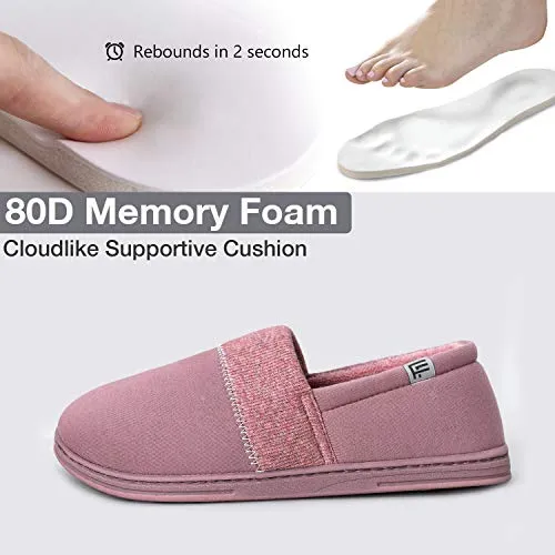 FamilyFairy Women’s Comfy Lightweight Slippers Memory Foam Non-Slip House Shoes for Indoor Outdoor(Small / 5-6, Dust Rose)