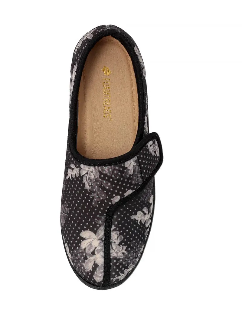 Foamtreads Women's Jewel 2 Slippers - Black/ White Floral