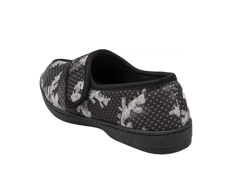 Foamtreads Women's Jewel 2 Slippers - Black/ White Floral