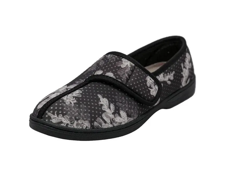 Foamtreads Women's Jewel 2 Slippers - Black/ White Floral