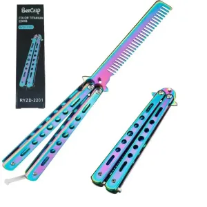 Foldable Comb Stainless Steel Butterfly Knife Comb for Hair Styling