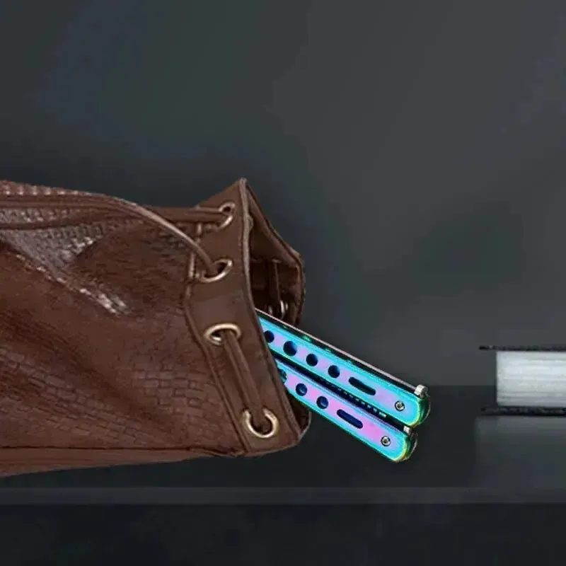Foldable Comb Stainless Steel Butterfly Knife Comb for Hair Styling
