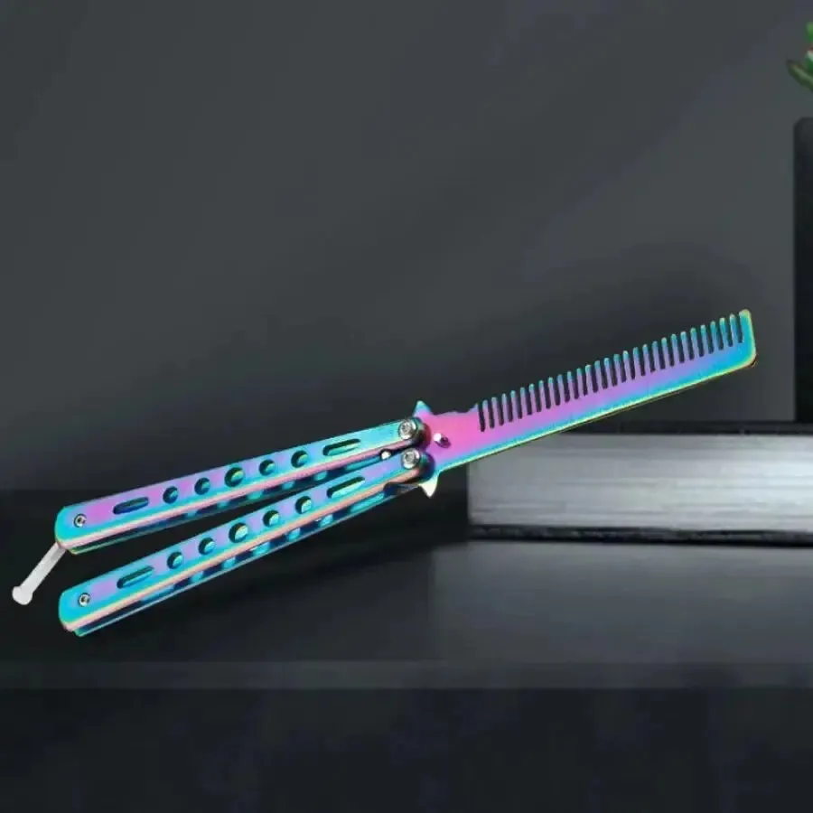 Foldable Comb Stainless Steel Butterfly Knife Comb for Hair Styling
