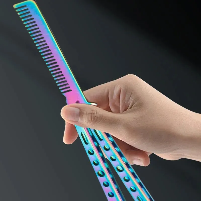 Foldable Comb Stainless Steel Butterfly Knife Comb for Hair Styling