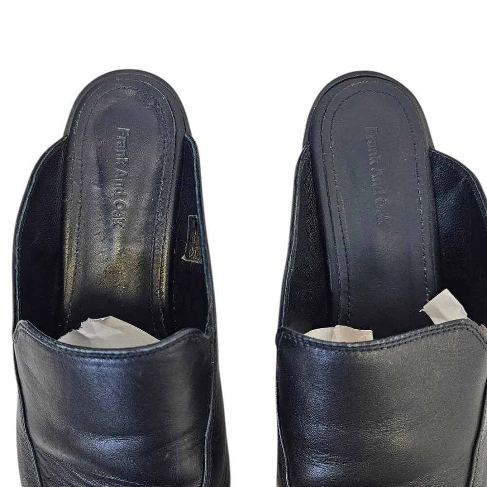 Frank & Oak Womens Black Leather Mules