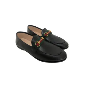 Gucci Black Leather Web Loafers | Like New |