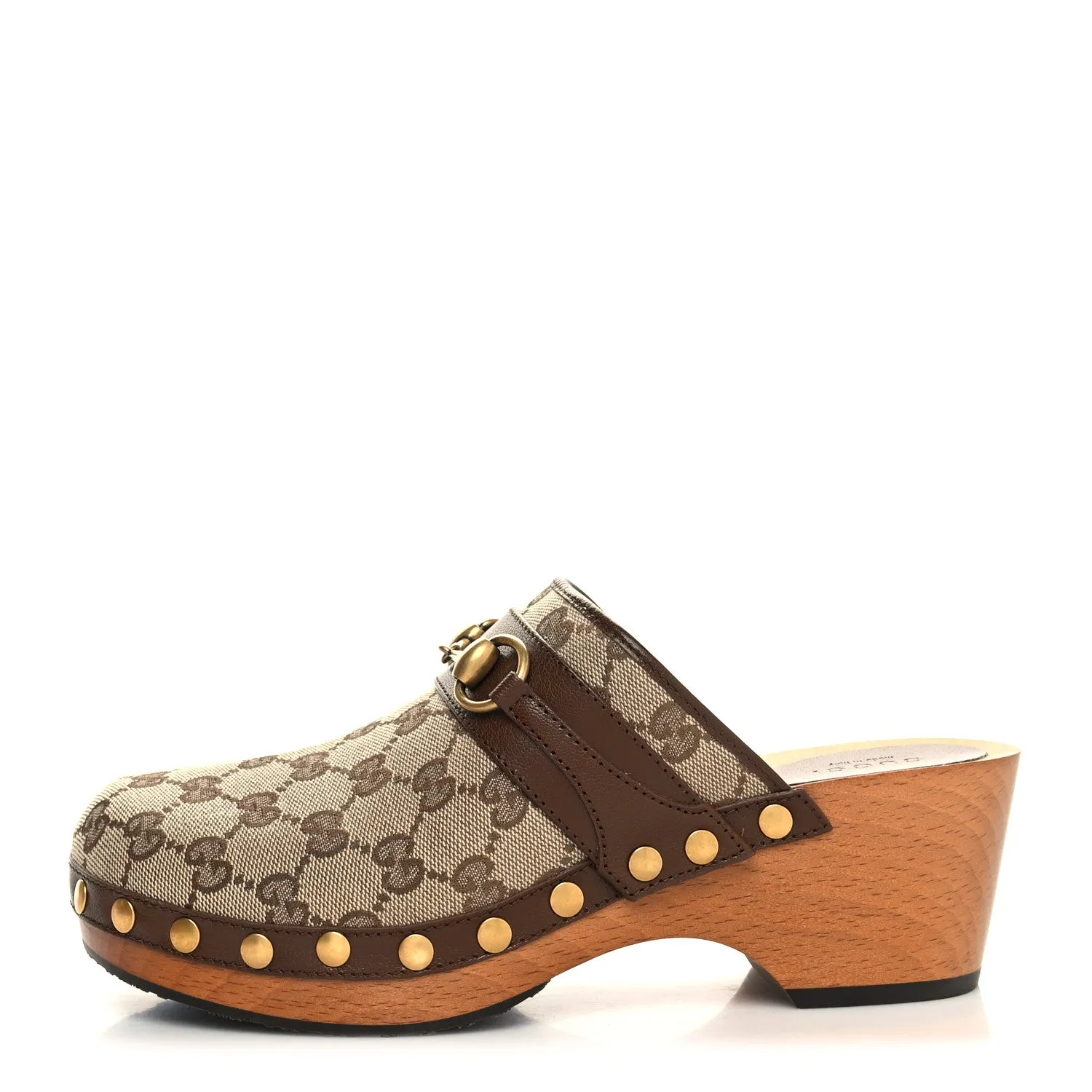 GUCCI GG GOATSKIN HORSEBIT MONOGRAM CLOGS
