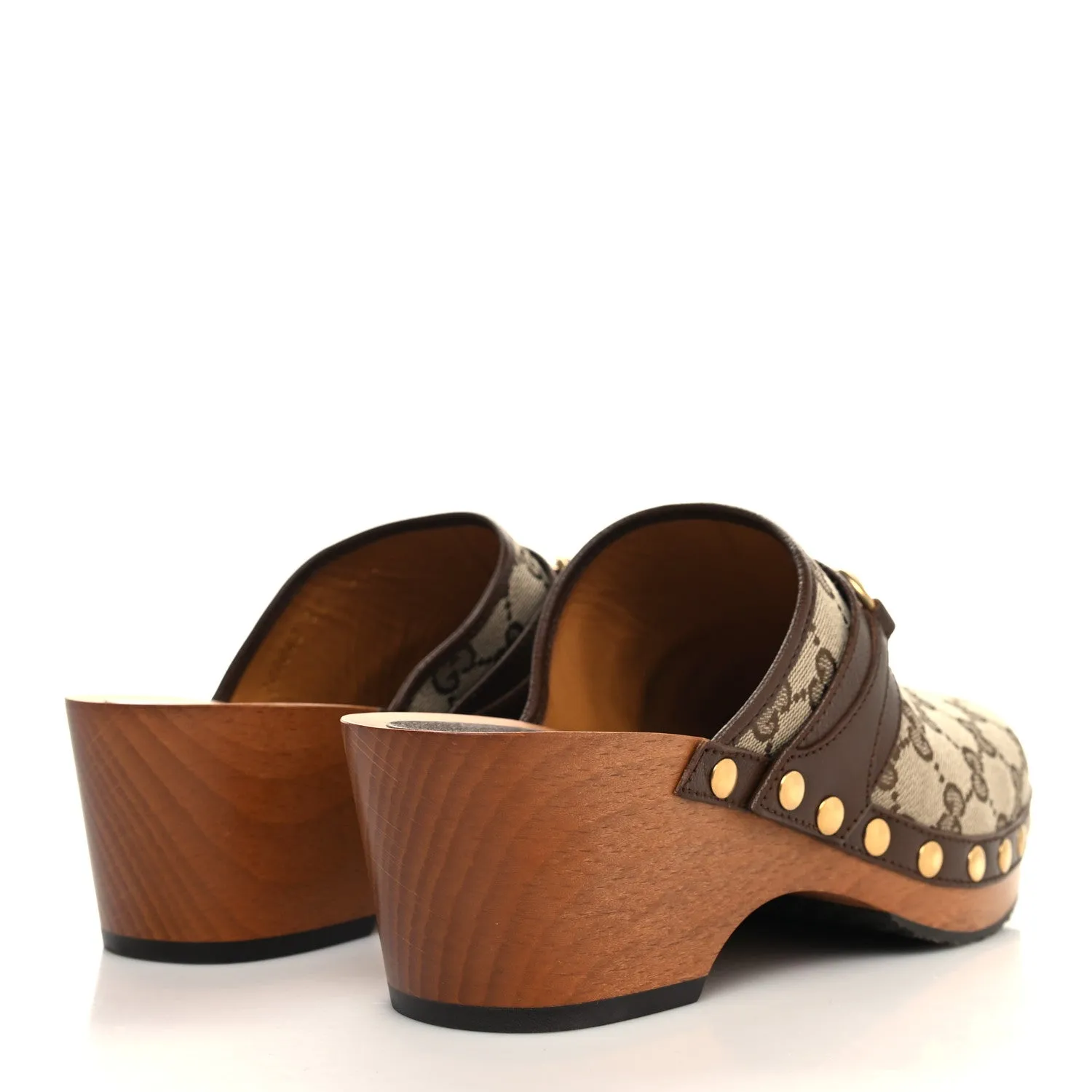 GUCCI GG GOATSKIN HORSEBIT MONOGRAM CLOGS