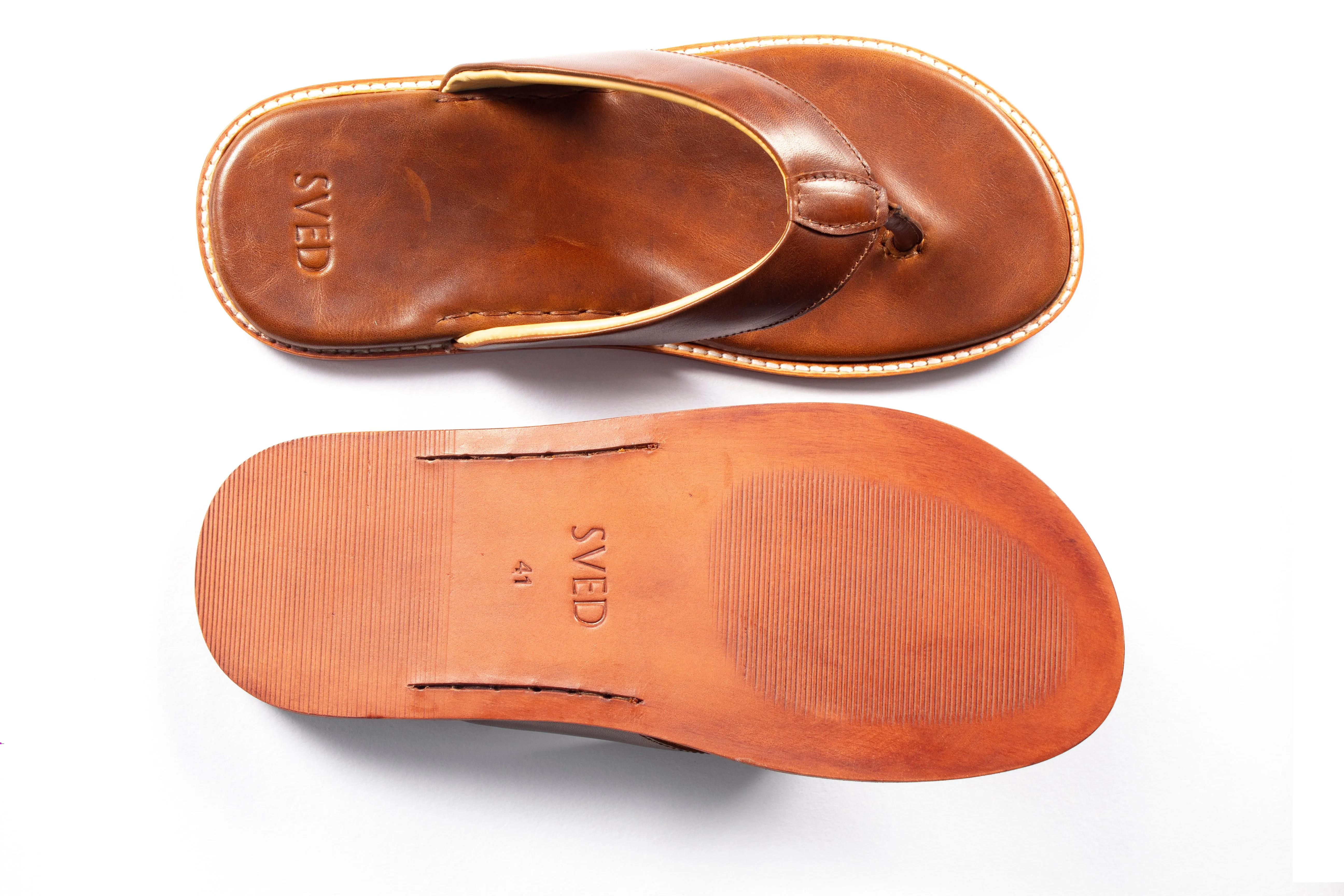 Handcrafted Leather Slippers - Brown