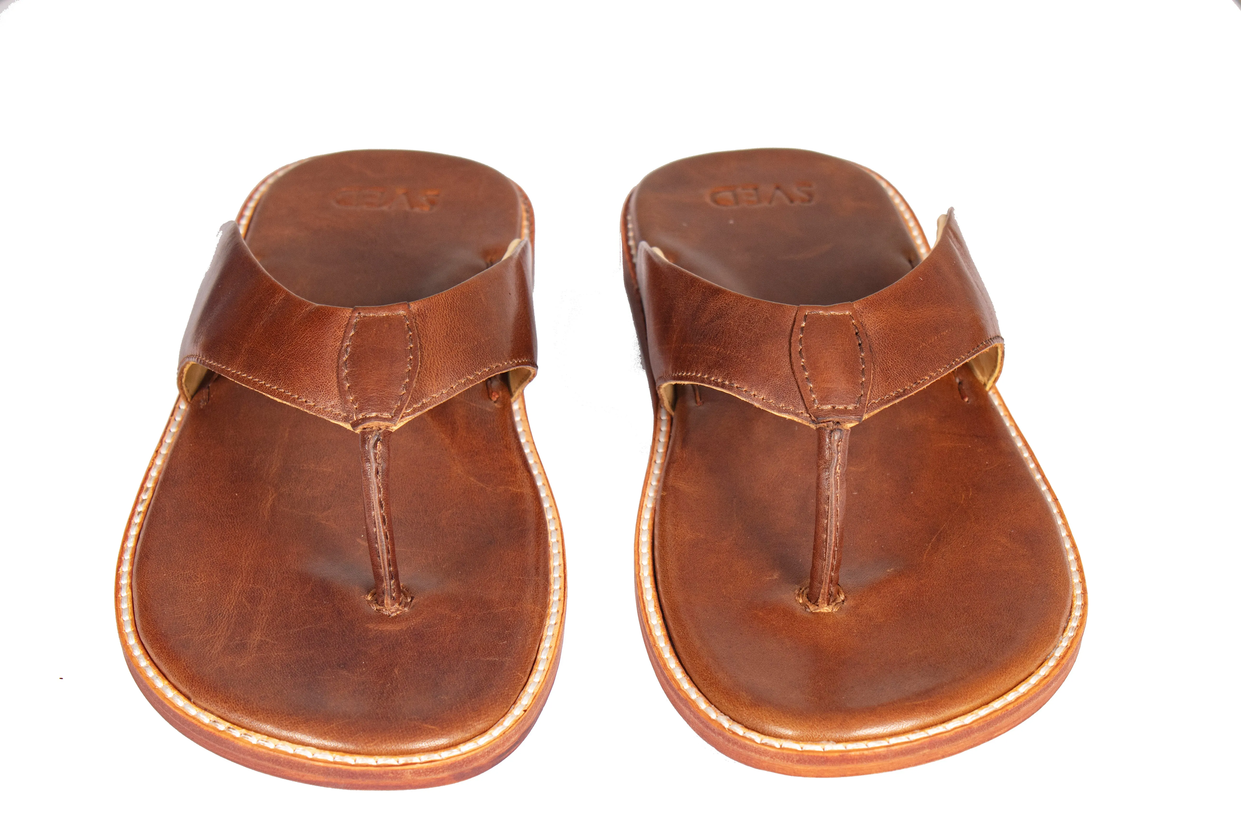 Handcrafted Leather Slippers - Brown
