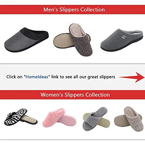 HomeIdeas Men's Classic Memory Foam Plush House Slippers, Comfortable Anti-slip Shoes (Medium / 9-10 D(M) US, Brown)