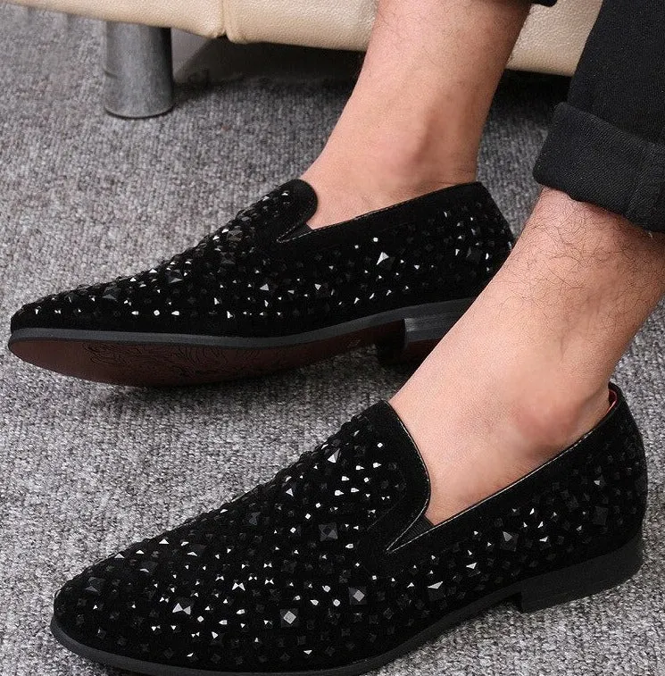 Jack Marc New Black Spikes Luxury Men's Loafers 2023 Fashion Party Flats-Jackmarc