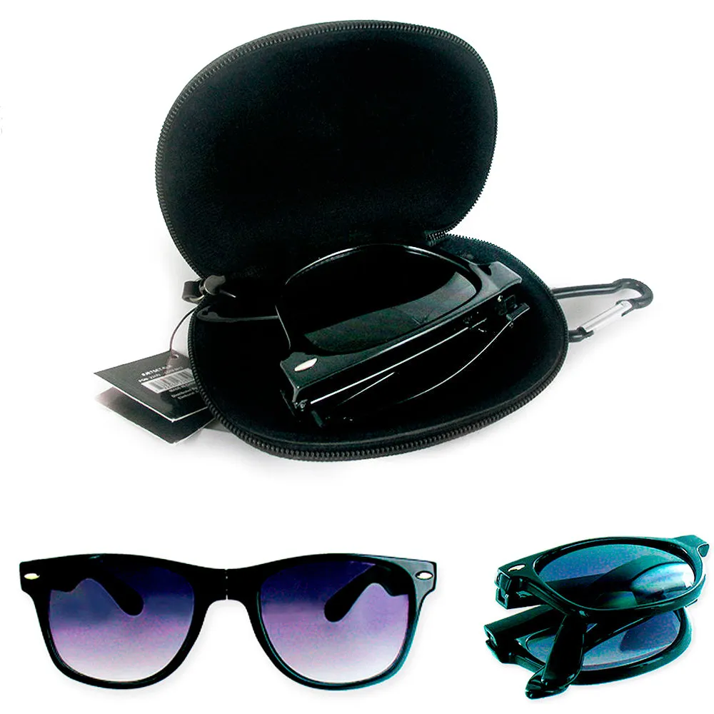 JetSetter Foldable Sunglasses Hardshell Case Portable Keyring 100% UVA UVB Black