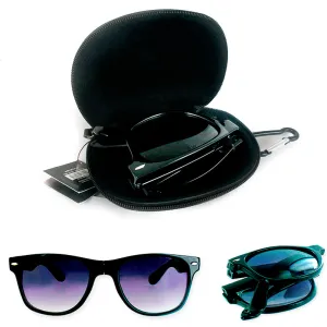 JetSetter Foldable Sunglasses Hardshell Case Portable Keyring 100% UVA UVB Black