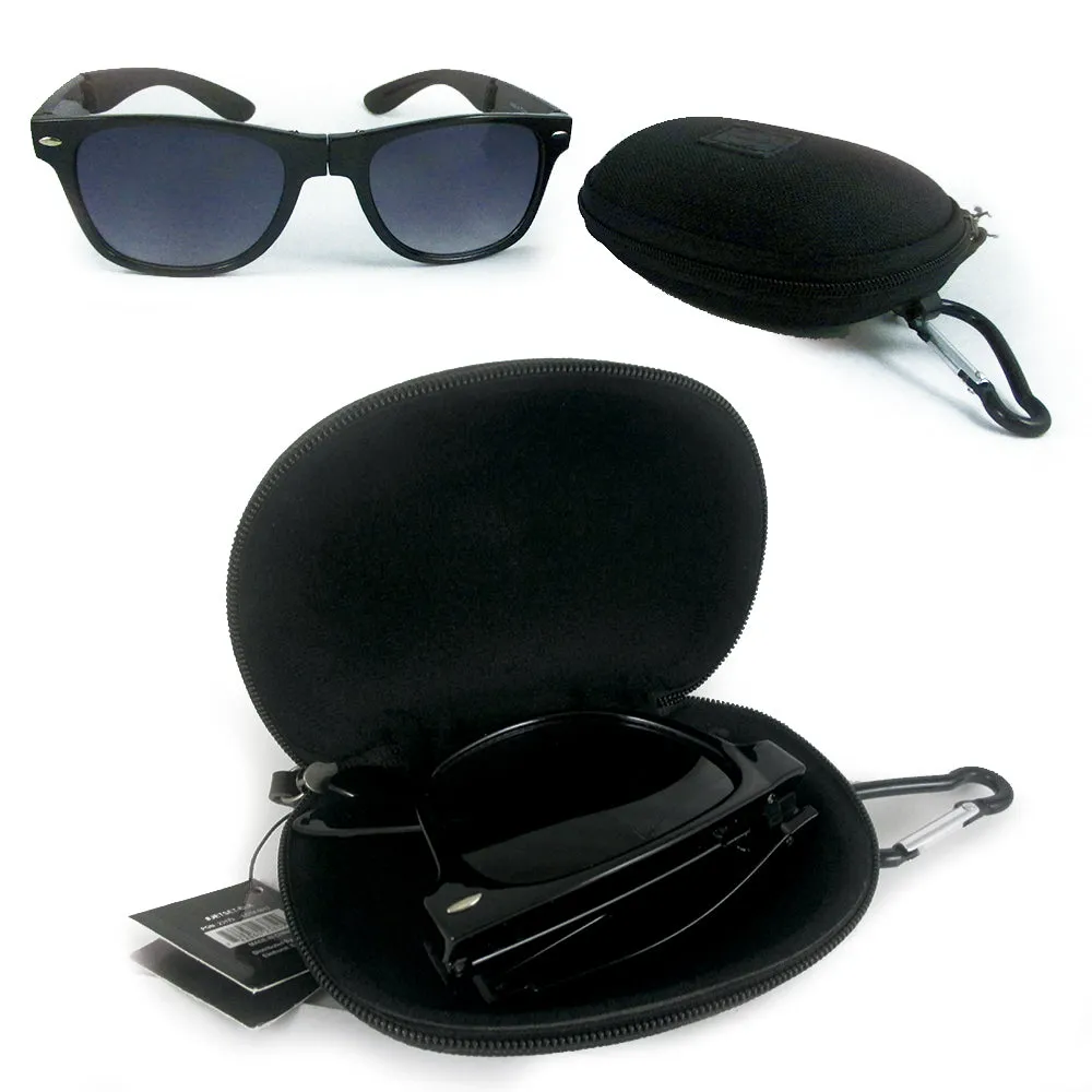 JetSetter Foldable Sunglasses Hardshell Case Portable Keyring 100% UVA UVB Black