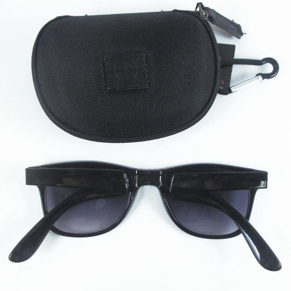JetSetter Foldable Sunglasses Hardshell Case Portable Keyring 100% UVA UVB Black