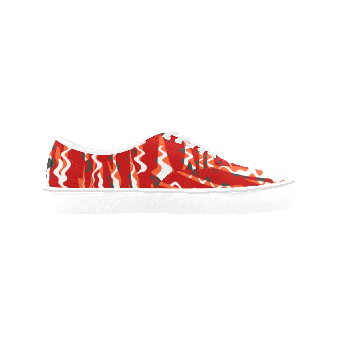 Men's Crimson Red Doodle Print Canvas Low Top Shoes