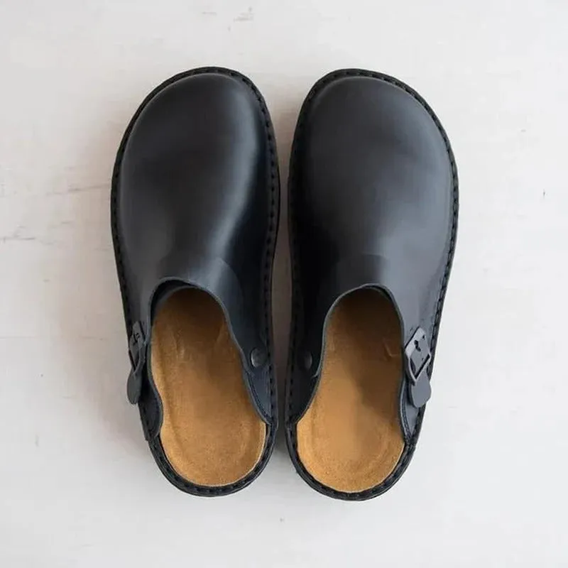Men's Leather Slippers - Genuine Leather - Comfortable Orthotics