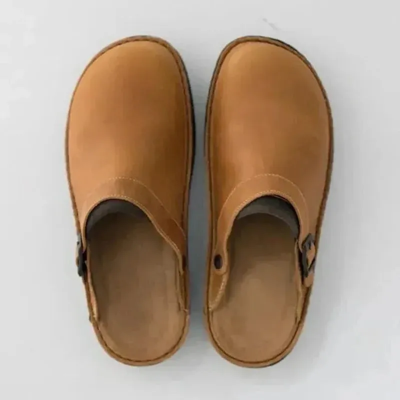 Men's Leather Slippers - Genuine Leather - Comfortable Orthotics