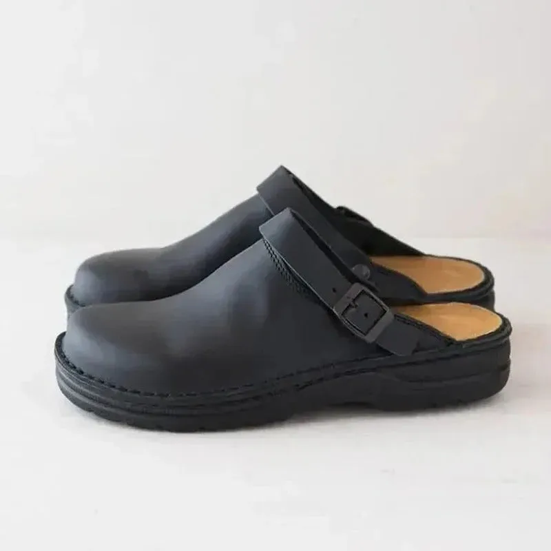 Men's Leather Slippers - Genuine Leather - Comfortable Orthotics